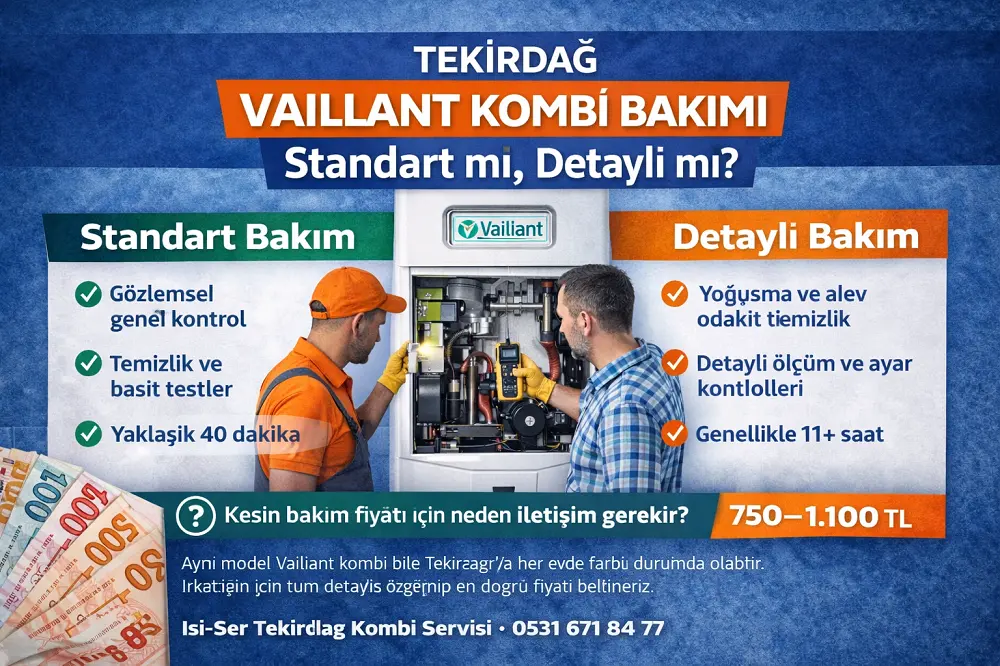 Tekirdağ Vaillant Kombi Bakım Fiyatları | Standart & Detaylı Bakım